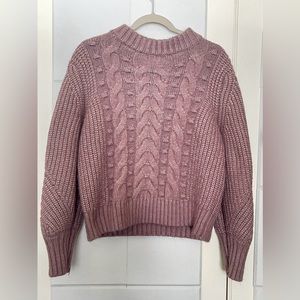 A new day Women’s Mauve Dusty Rose Cable Knit Mock Neck Sweater. Size Small.